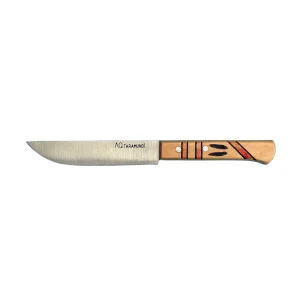 cuchillo mesa madera boj decorado rojo AQ 1