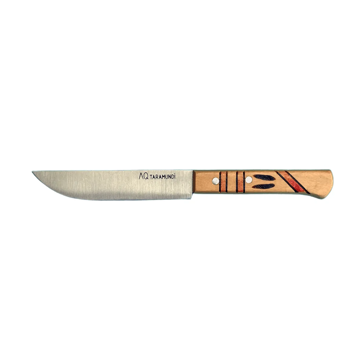 cuchillo mesa madera boj decorado rojo AQ 1